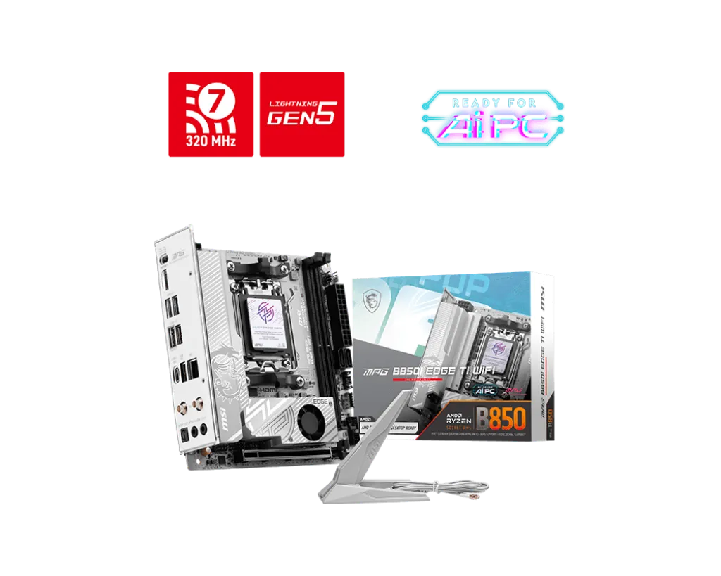 Материнская плата MSI MPG B850I EDGE TI WIFI AM5 B850 2xDDR5 2xSATA RAID 2xM.2 HDMI Type-C mTX