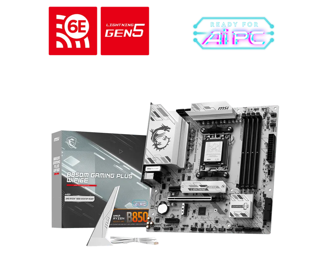 Материнская плата MSI B850M GAMING PLUS WIFI6E AM5 4xDDR5 4xSATA RAID 2xM.2 DP HDMI Type-C mATX