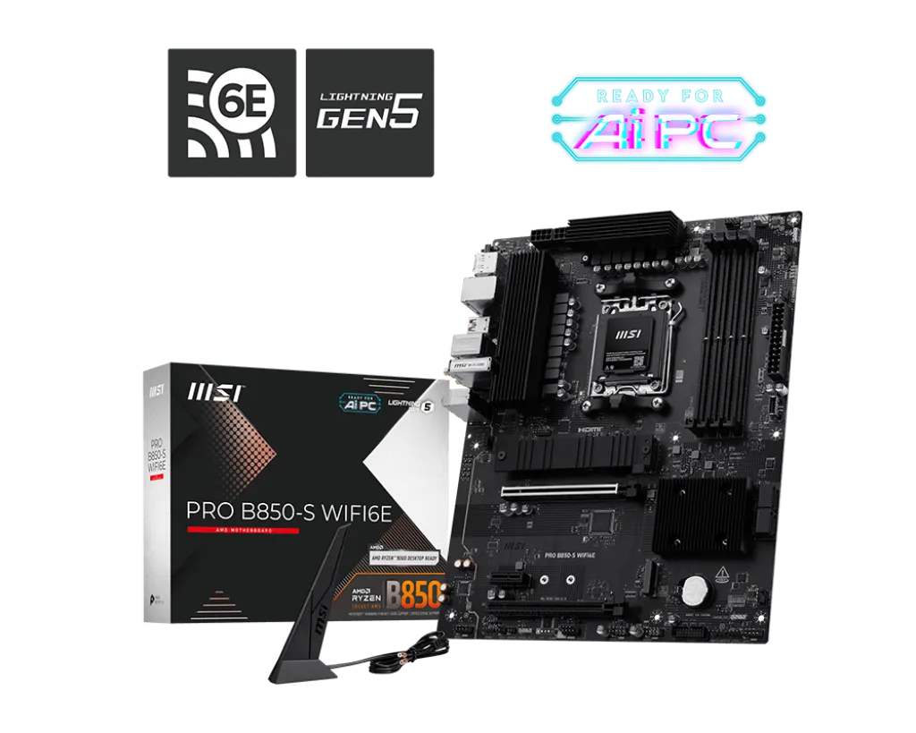 Материнская плата MSI PRO B850-S WIFI6E AM5 4xDDR5 4xSATA RAID 2xM.2 HDMI DP Type-C ATX