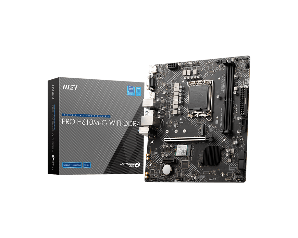 Материнская плата MSI PRO H610M-G WIFI DDR4 LGA1700 H610 2xDDR4 4xSATA3 M.2 VGA DP HDMI mATX