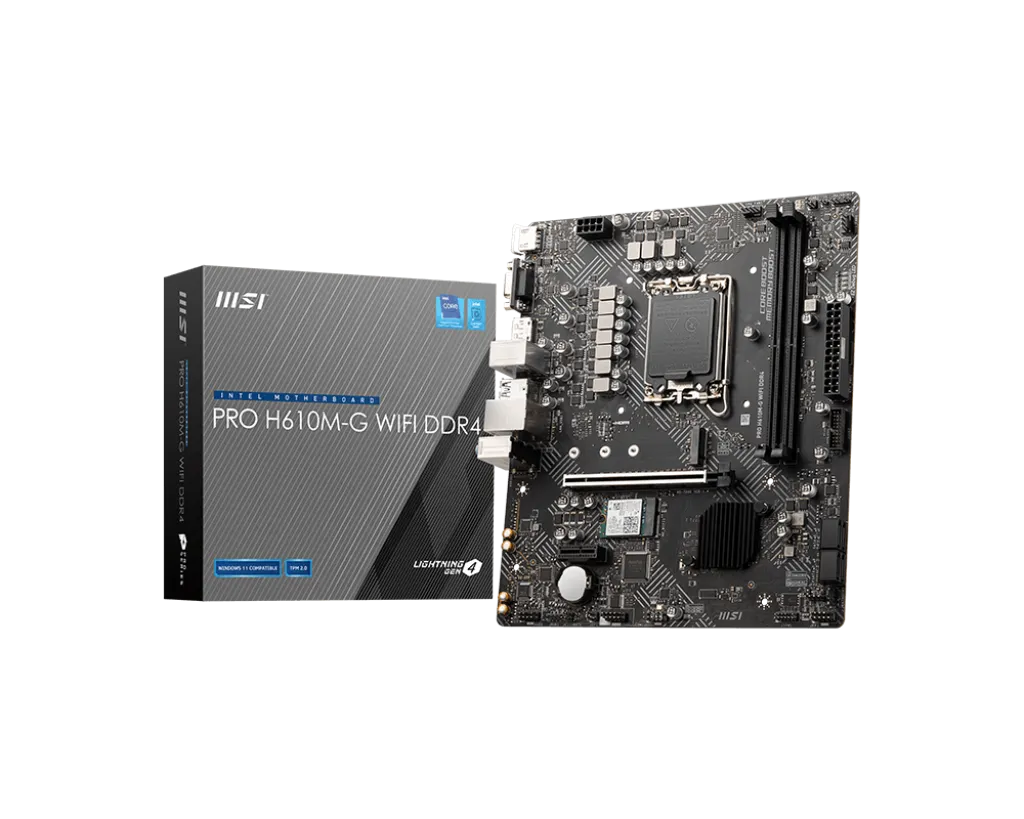 Материнская плата MSI PRO H610M-G WIFI DDR4 LGA1700 H610 2xDDR4 4xSATA3 M.2 VGA DP HDMI mATX