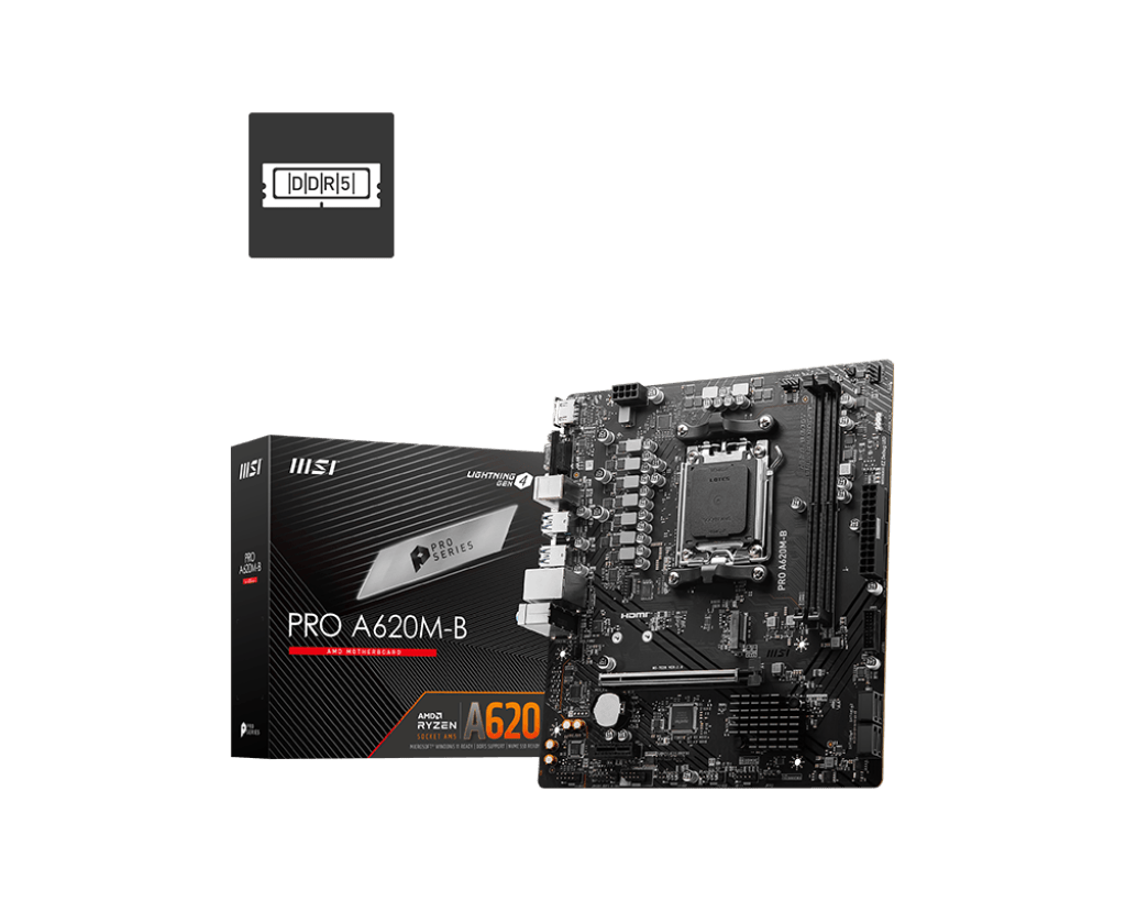 Материнская плата MSI PRO A620M-B AM5 2xDDR5 4xSATA3 RAID M.2 VGA HDMI mATX