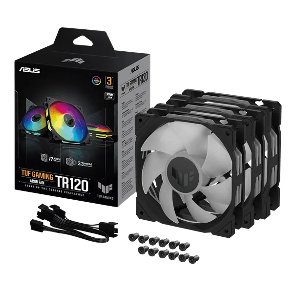 Вентилятор для корпуса ASUS TUF GAMING TR120 FAN ARGB BLACK 3IN1 120x120x28 AuraSync TR120-1/BK/3 IN — фото 7