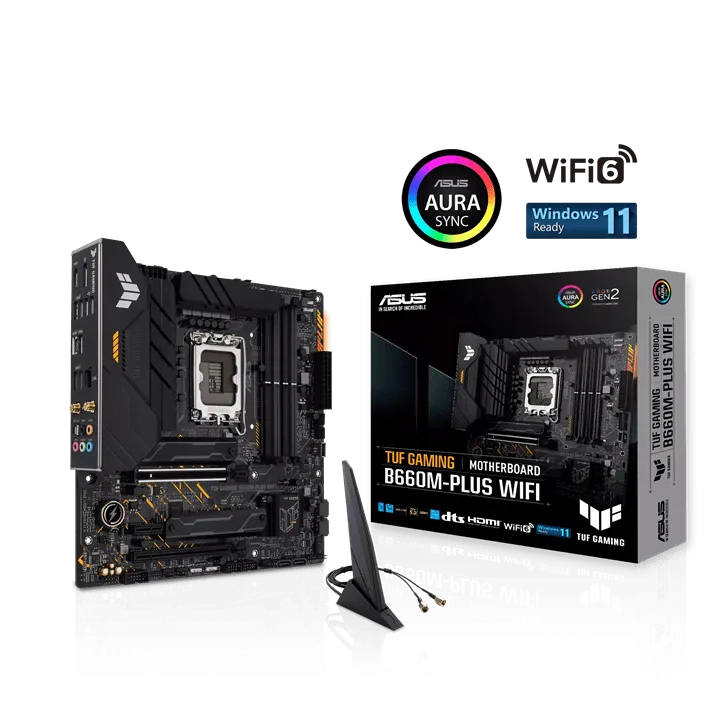 Материнская плата ASUS TUF GAMING B660M-PLUS WIFI, LGA1700 4xDDR5 4xSATA3 RAID 2xM.2 HDMI DP mATX