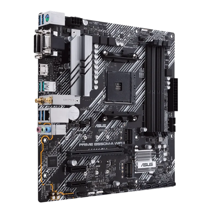 Материнская плата ASUS PRIME B550M-A WIFI II AM4 4xDDR4 4xSATA3 RAID 2xM.2 VGA HDMI DVI mATX — фото 2
