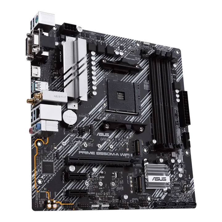 Материнская плата ASUS PRIME B550M-A WIFI II AM4 4xDDR4 4xSATA3 RAID 2xM.2 VGA HDMI DVI mATX — фото 3
