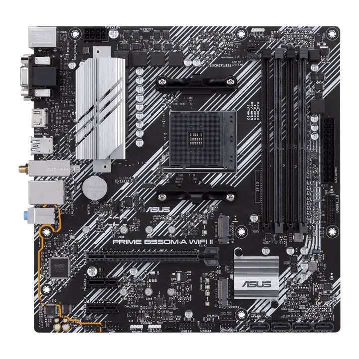 Материнская плата ASUS PRIME B550M-A WIFI II AM4 4xDDR4 4xSATA3 RAID 2xM.2 VGA HDMI DVI mATX