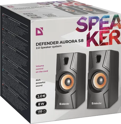Акустическая 2.0 система Defender Aurora S8 черный, 8 Вт, питание от USB — фото 5