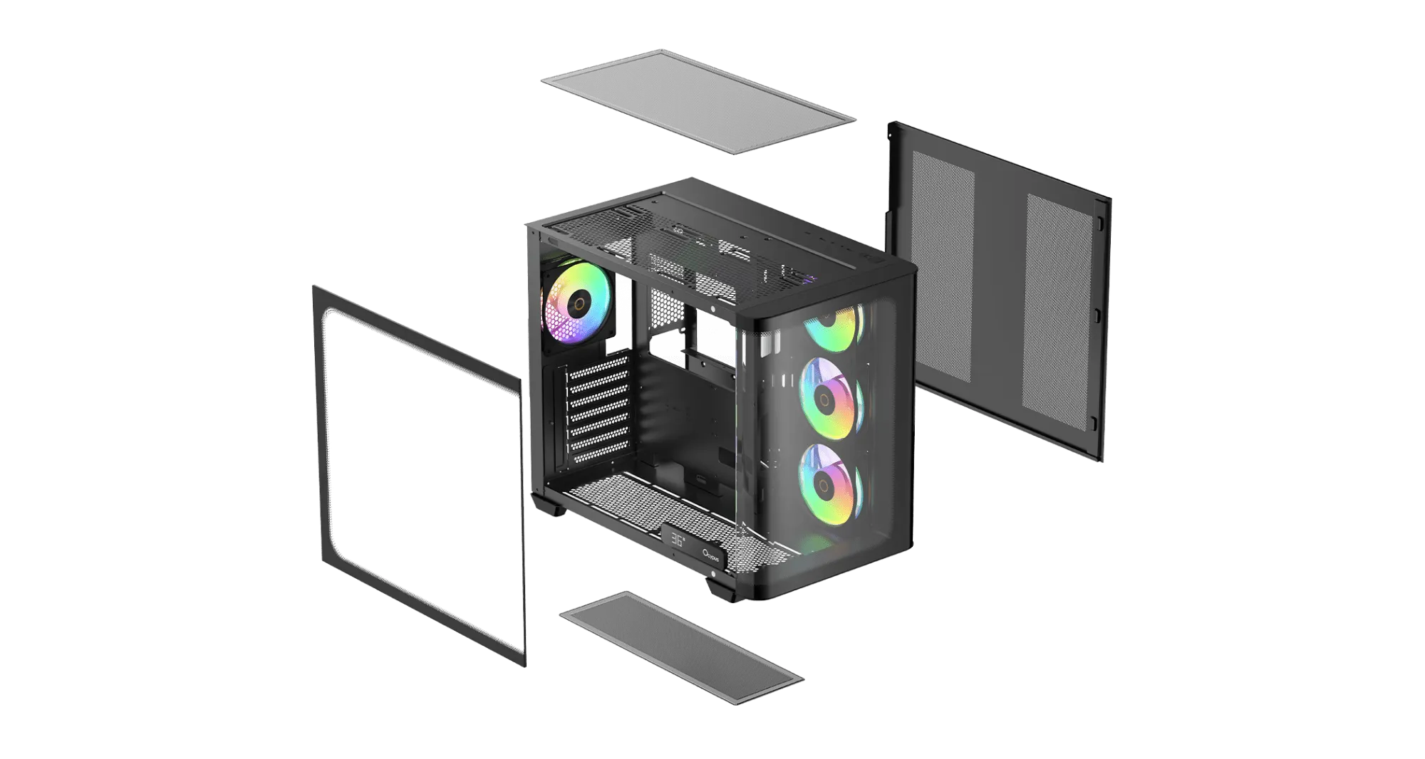 Корпус Ocypus Iota C70 BK Curve ARGB Digital ATX/mATX/mITX 2xUSB Type-C Черный Iota-C70-BKD400CD-GL — фото 7