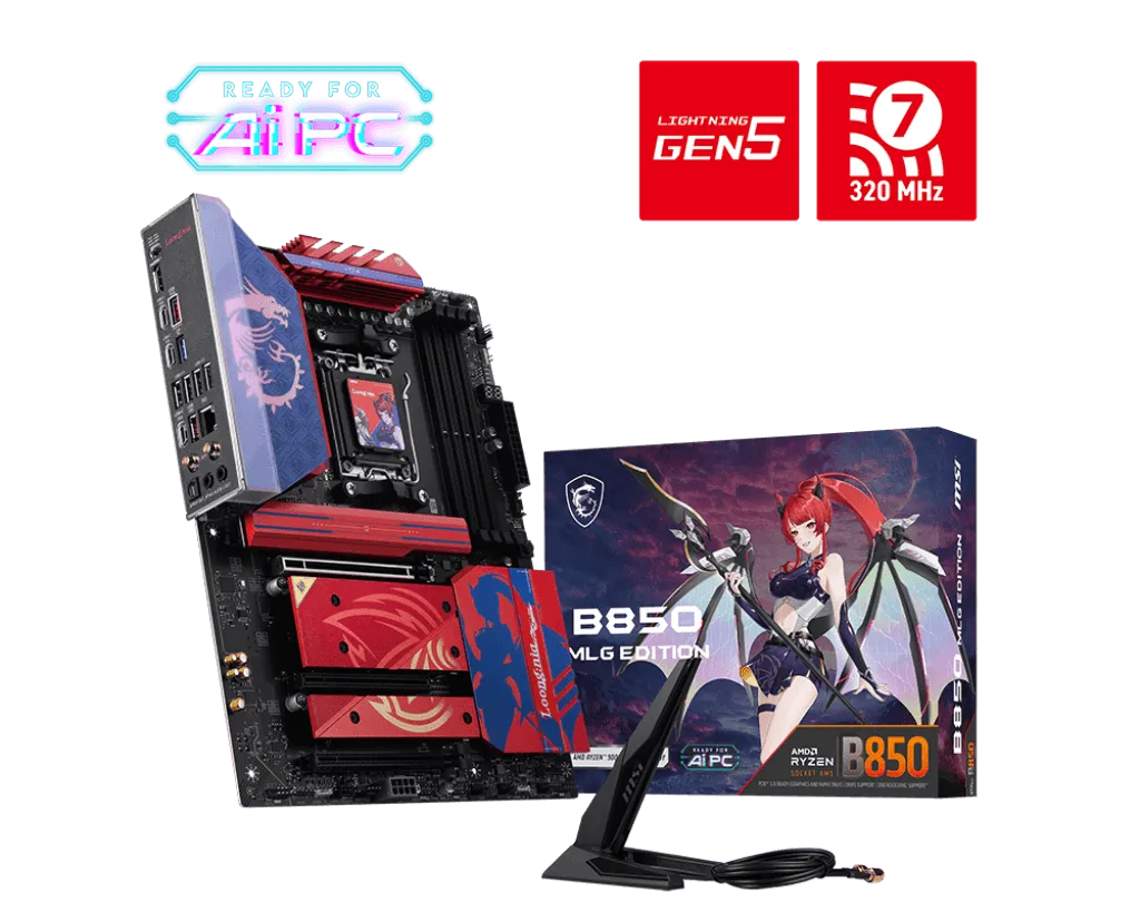 Материнская плата MSI B850 MLG EDITION AM5 4xDDR5 4xSATA3 RAID 4xM.2 HDMI 3xType-C ATX