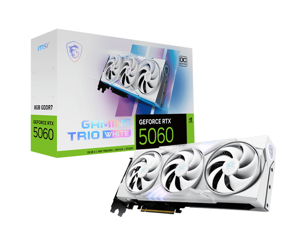 Видеокарта MSI GeForce RTX 5060 8G GAMING TRIO OC WHITE, 8G GDDR7 128bit 1xHDMI 3xDP G5060-8GTCW