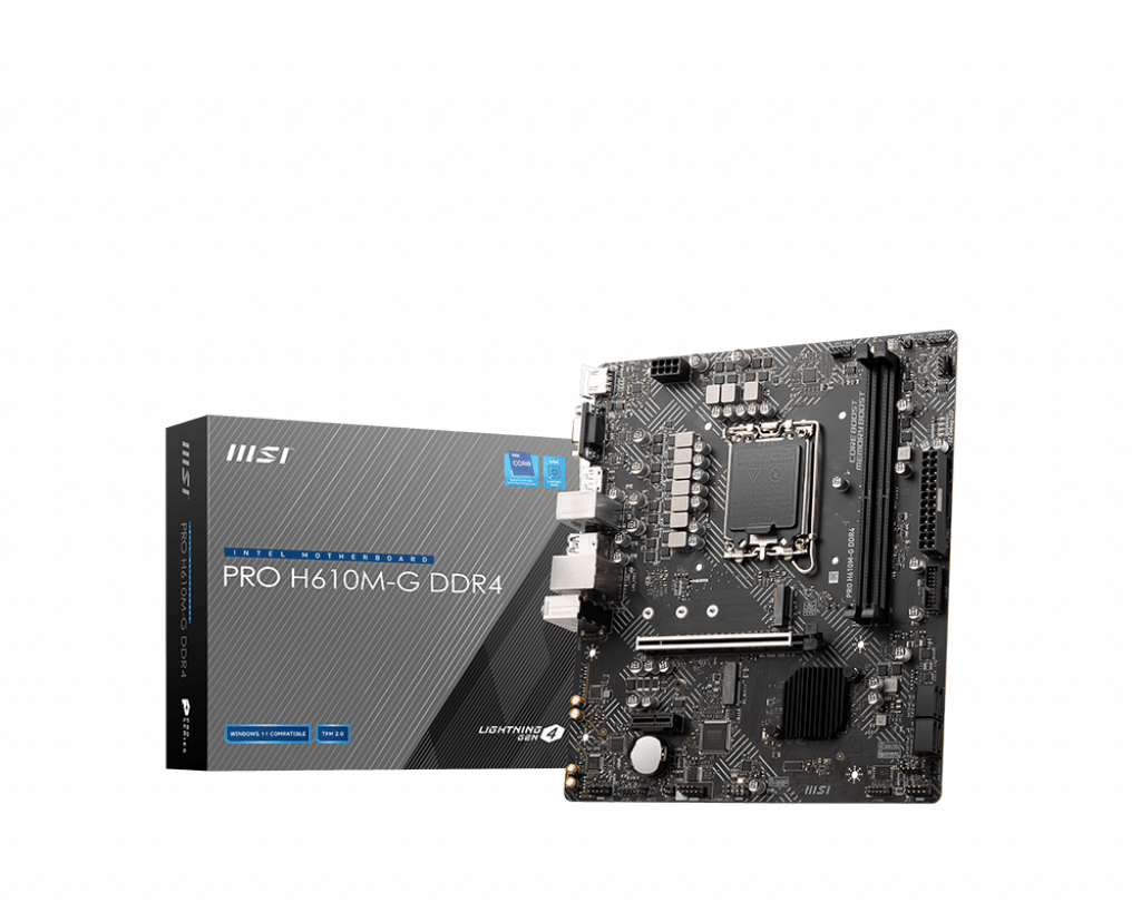 Материнская плата MSI PRO H610M-G DDR4 LGA1700 H610 2xDDR4 4xSATA3 M.2 VGA HDMI DP mATX