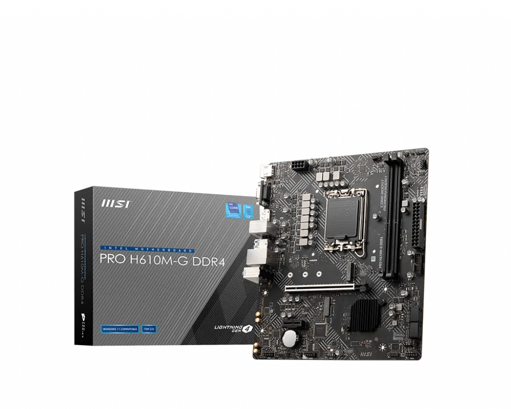 Материнская плата MSI PRO H610M-G DDR4 LGA1700 H610 2xDDR4 4xSATA3 M.2 VGA HDMI DP mATX