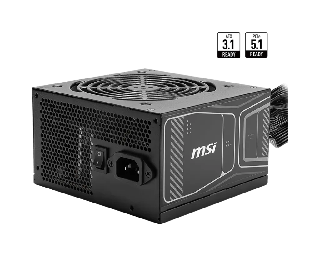 Блок питания MSI 750W, MAG A750GN PCIE5, Non Modular, ATX, 80+ GOLD, КПД >90%, Fan 120mm, Черный