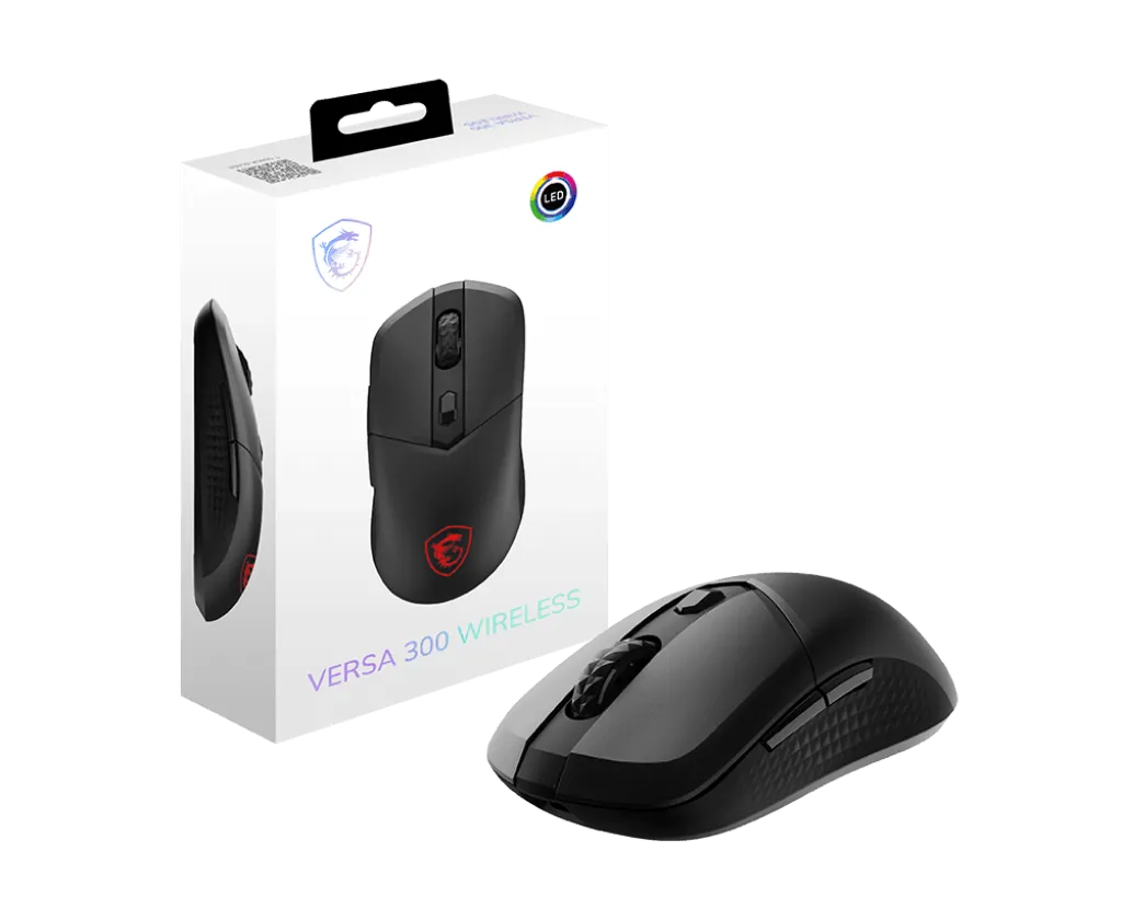 Мышь MSI VERSA 300 WIRELESS / RGB / 2.4 GHz W / Bluetooth 5.3 / USB 2.0 / 6 кн. / 60 гр. / Черный — фото 5