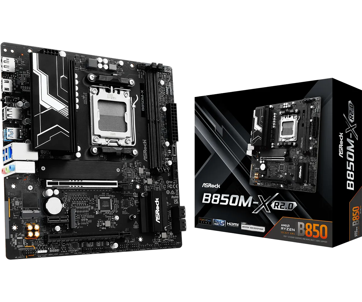 Материнская плата ASRock B850M-X R2.0 AM5 2xDDR5 4xSATA 2xM.2 Type-C HDMI DP mATX