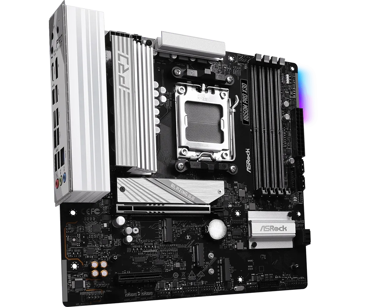 Материнская плата ASRock B650M PRO X3D AM5 4xDDR5 4xSATA3 3xM.2 Type-C HDMI DP mATX — фото 2