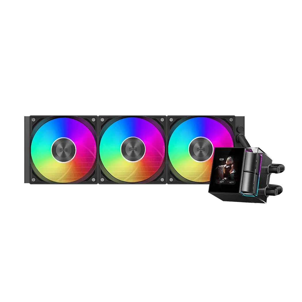 Водяное охлаждение для CPU PCCooler DS360 ARGB Display BK TDP 310W 115X/1200/1700/1851/AM4/AM5 Черн