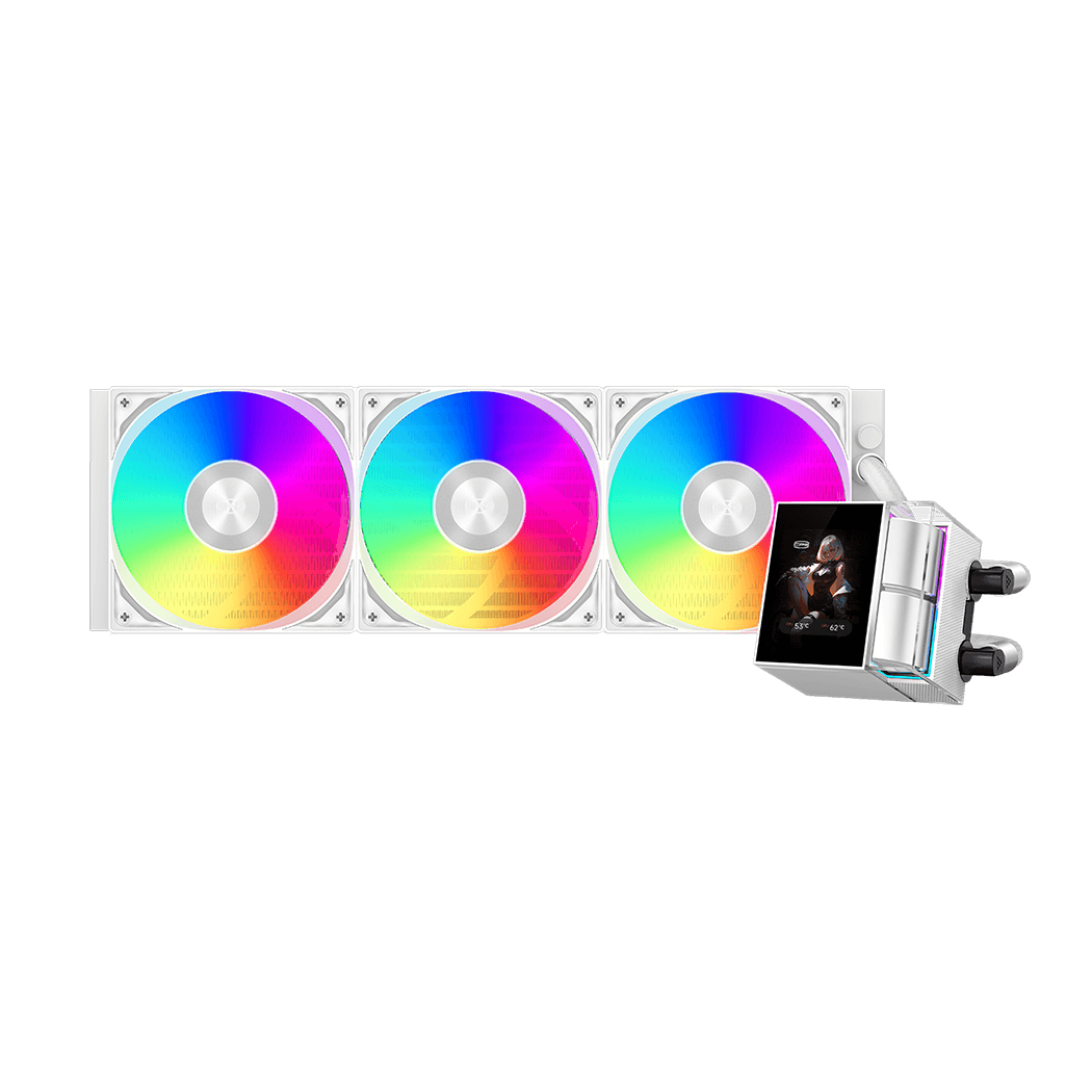 Водяное охлаждение для CPU PCCooler DS360 ARGB Display WH 115X/1200/1700/1851/AM4/AM5 Белый