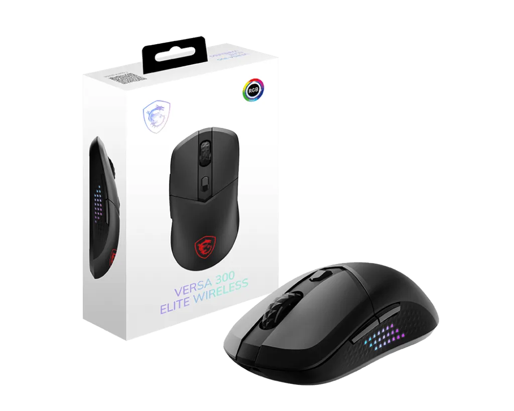 Мышь MSI VERSA 300 ELITE WIRELESS /RGB /2.4 GHz W /Bluetooth 5.3 /USB 2.0 /6 кн. /65 гр. /Черный — фото 5