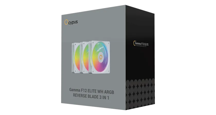 Вентилятор для корпуса Ocypus Gamma F12 Elite WH ARGB REVERSE BLADE 3-IN-1 3x(120x120x25mm) Белый — фото 6