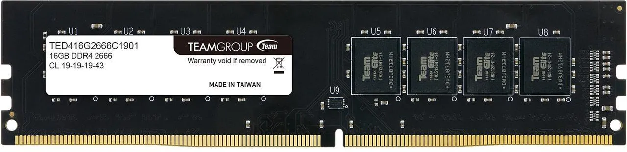 Оперативная память 16GB 2666MHz DDR4 Team Group ELITE PC4-21300 CL19 TED416G2666C1901 — фото 2
