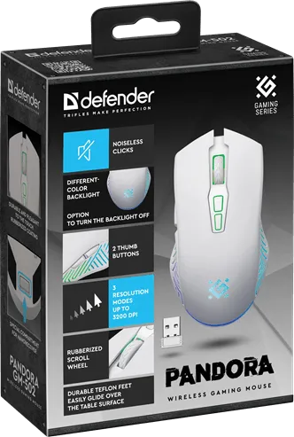 Мышь игровая беспроводная Defender Pandora GM-502 белый — фото 7