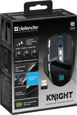 Мышь игровая беспроводная Defender Knight GM-885 черный — фото 8