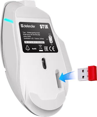 Мышь Defender Stix GM-009 белый — фото 5