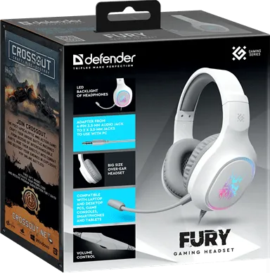 Наушники с микрофоном Defender Fury белый — фото 4