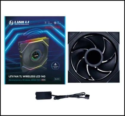 Вентилятор для корпуса Lian Li UNI FAN TL WIRELESS LCD 140 REVERSE BLADE Black G99.14RTLLCD1W1B.00 — фото 2
