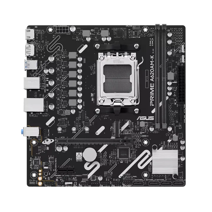 Материнская плата ASUS PRIME A620AM-K AMD A620A AM5 2xDDR5 4xSATA3 RAID M.2 HDMI DP mATX