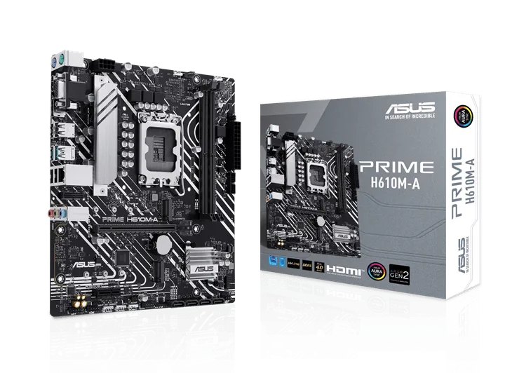 Материнская плата ASUS PRIME H610M-A R2.0, LGA1700 H610 2xDDR5 4xSATA3 2xM.2 D-Sub HDMI DP mATX