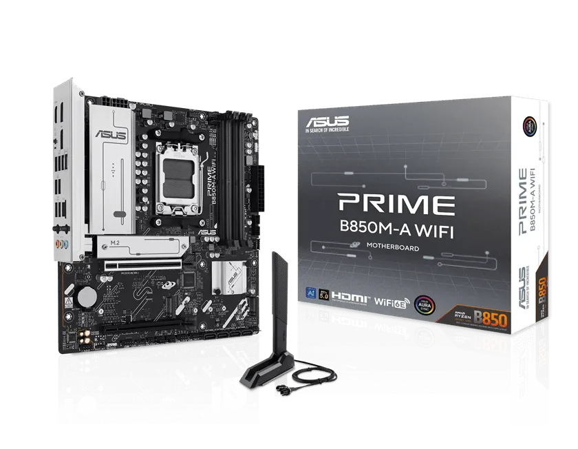 Материнская плата ASUS PRIME B850M-A WIFI, AM5 4xDDR5 4xSATA3 RAID 3xM.2 1хHDMI 2хDP mATX