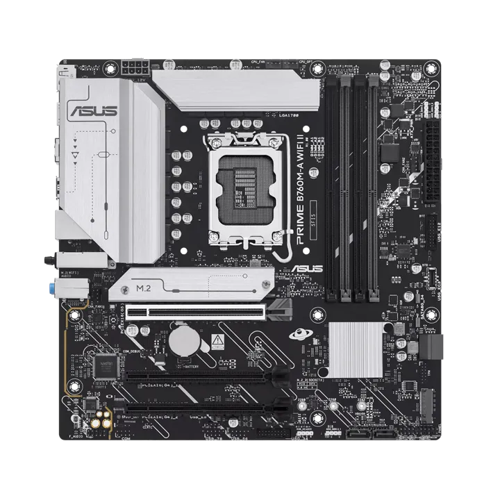Материнская плата ASUS PRIME B760M-A WIFI II, LGA1700 4xDDR5 4xSATA3 2xM.2 RAID 1xHDMI 1xDP mATX — фото 2