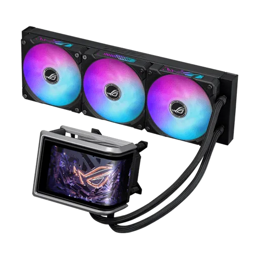 Водяное охлаждение CPU Asus ROG RYUO IV 360 ARGB, 3x120mm Liquid CPU Cooler, AMOLED-display, Black — фото 3