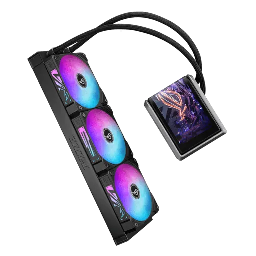 Водяное охлаждение CPU Asus ROG RYUO IV 360 ARGB, 3x120mm Liquid CPU Cooler, AMOLED-display, Black — фото 4