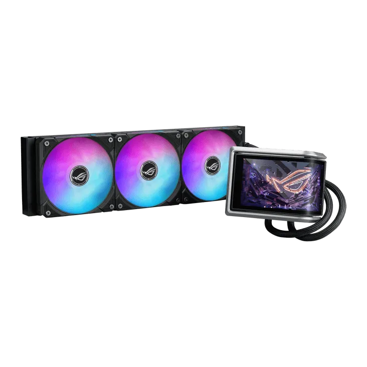 Водяное охлаждение CPU Asus ROG RYUO IV 360 ARGB, 3x120mm Liquid CPU Cooler, AMOLED-display, Black — фото 3