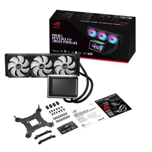 Водяное охлаждение CPU Asus ROG RYUO IV 360 ARGB, 3x120mm Liquid CPU Cooler, AMOLED-display, Black — фото 8