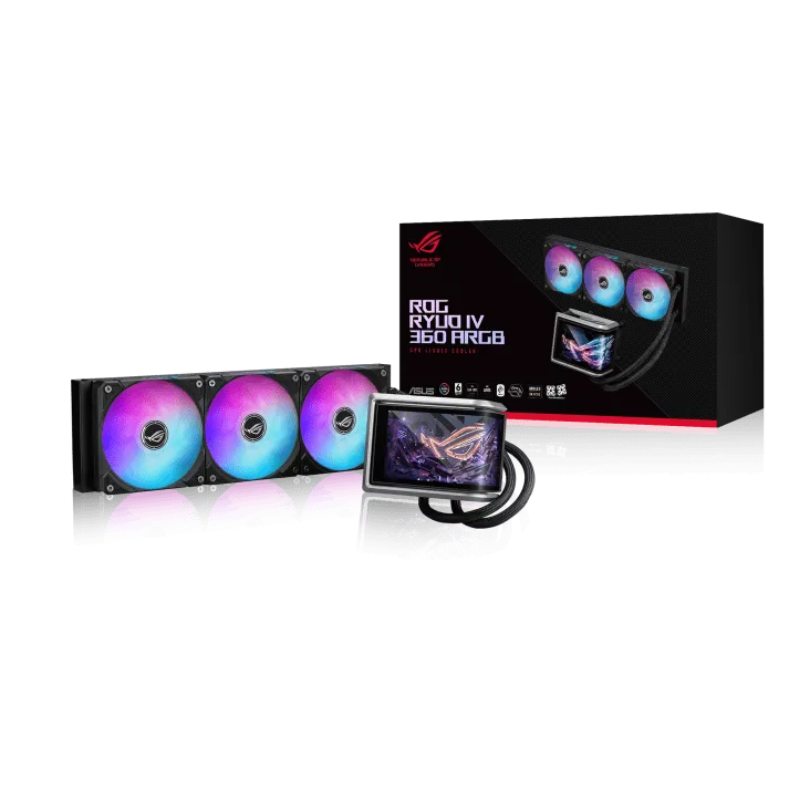 Водяное охлаждение CPU Asus ROG RYUO IV 360 ARGB, 3x120mm Liquid CPU Cooler, AMOLED-display, Black — фото 8
