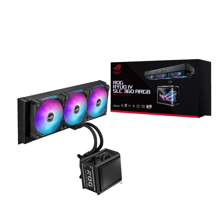 Водяное охлаждение CPU Asus ROG RYUO IV SLC 360 ARGB, 3x120mm, AMOLED-display, Black — фото 7