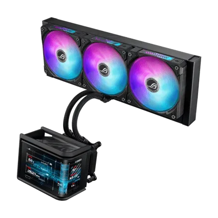 Водяное охлаждение CPU Asus ROG RYUO IV SLC 360 ARGB, 3x120mm, AMOLED-display, Black — фото 2