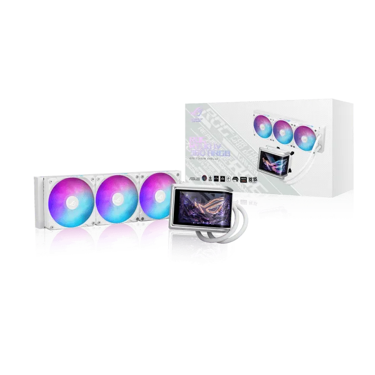 Водяное охлаждение CPU Asus ROG RYUO IV 360 ARGB WHT, 3x120mm, AMOLED-display, White — фото 8