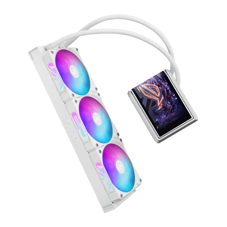 Водяное охлаждение CPU Asus ROG RYUO IV 360 ARGB WHT, 3x120mm, AMOLED-display, White — фото 4