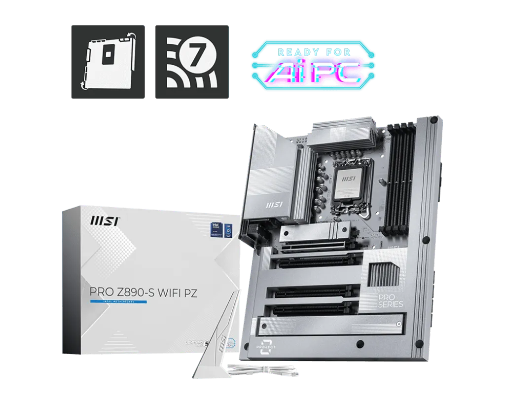 Материнская плата MSI PRO Z890-S WIFI PZ LGA1851 4xDDR5 4xSATA3 RAID 3xM.2 HDMI DP 2xType-C ATX