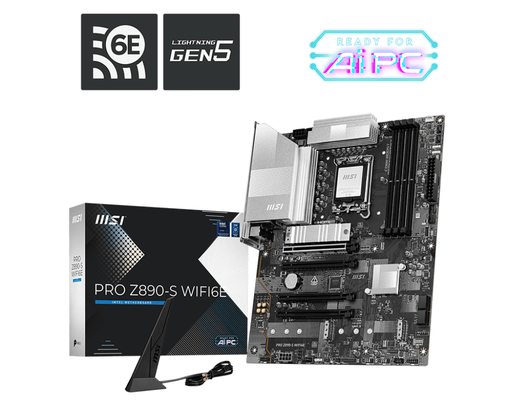 Материнская плата MSI PRO Z890-S WIFI6E LGA1851 4xDDR5 4xSATA3 RAID 3xM.2 HDMI DP Type-C ATX