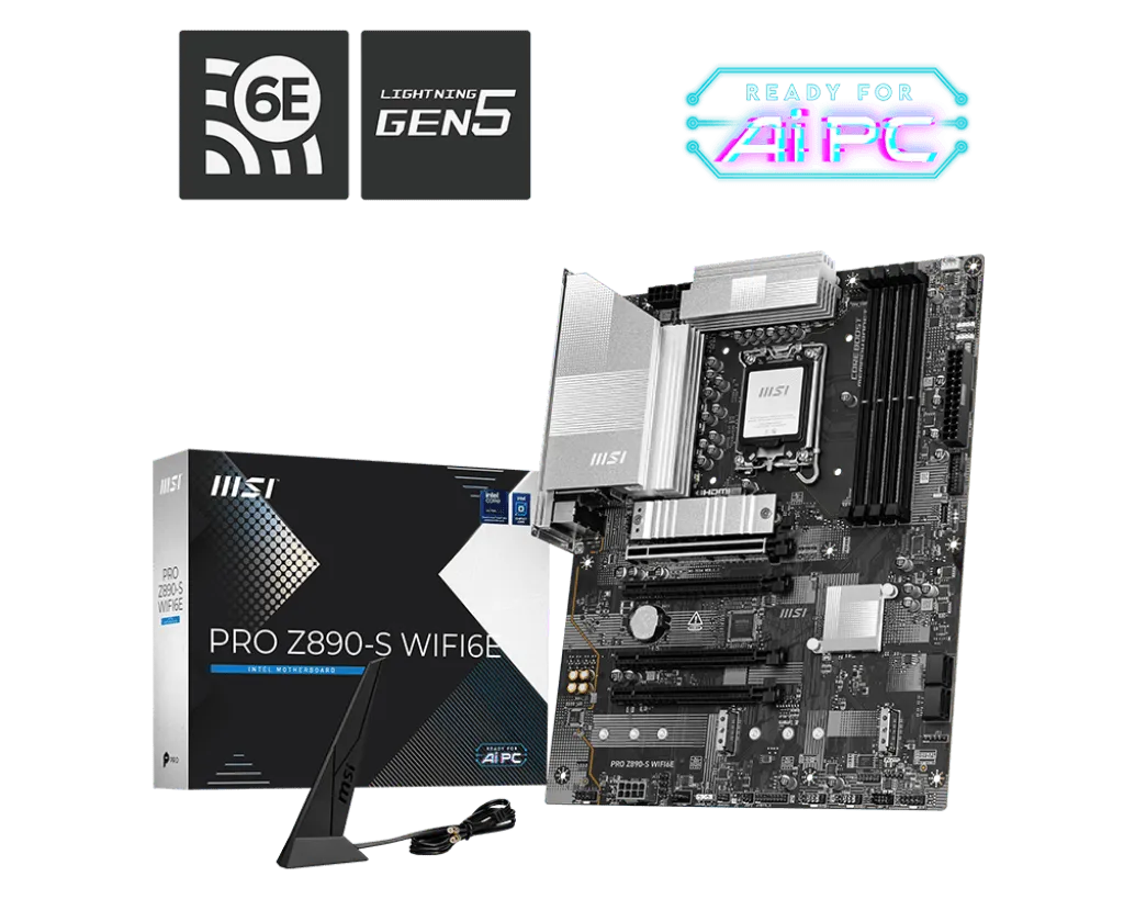 Материнская плата MSI PRO Z890-S WIFI6E LGA1851 4xDDR5 4xSATA3 RAID 3xM.2 HDMI DP Type-C ATX