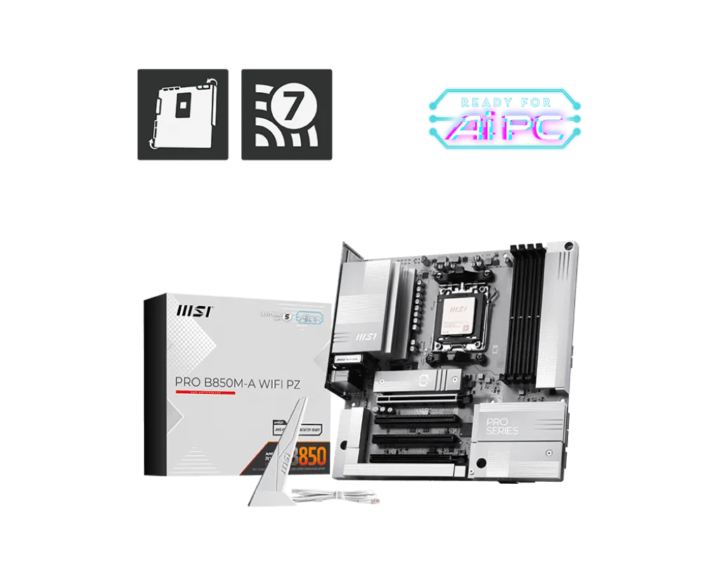 Материнская плата MSI PRO B850M-A WIFI PZ AM5 4xDDR5 4xSATA3 RAID 2xM.2 HDMI DP 2xType-C mATX