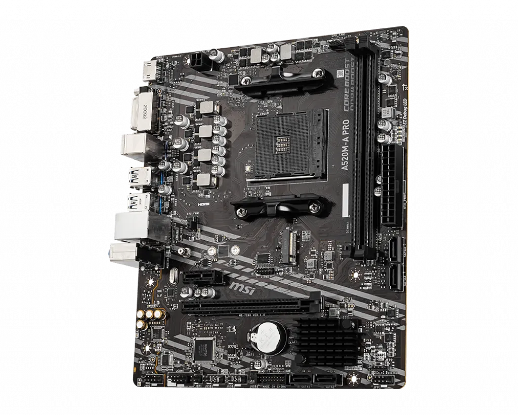 Материнская плата MSI A520M-A PRO AM4 A520 2xDDR4 4xSATA3 RAID 1xM.2 HDMI DVI mATX — фото 3