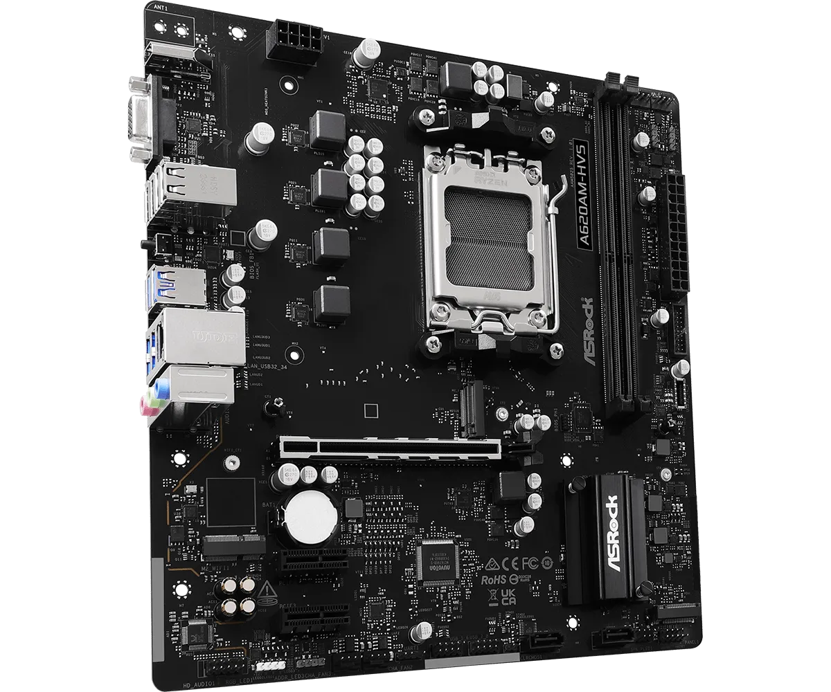 Материнская плата ASRock A620AM-HVS AM5 2xDDR5 2xSATA3 RAID 2xM.2 D-Sub HDMI mATX — фото 3